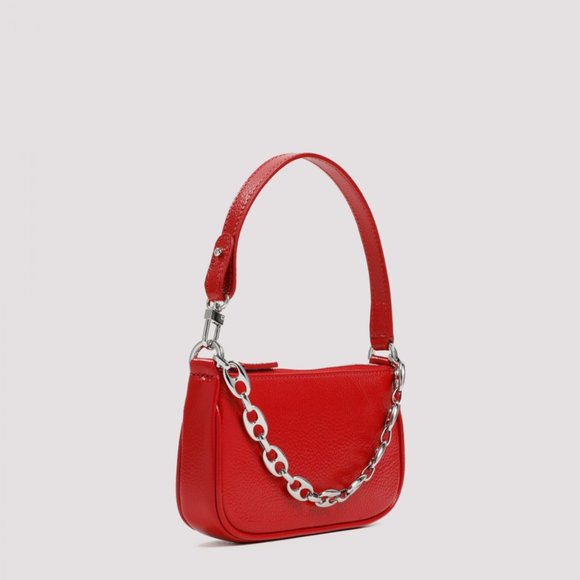 BY FAR Mini Rachel Red Gloss Grained Bag - Picture 5 of 13